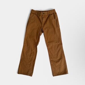 Carhartt Boys Canvas Dungaree Pants Brown Cotton Size 12 Cargo Pockets